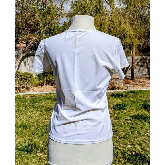 Speedo Women's Stretch Med Sport Short Sleeve Rashguard Swim Tee Shirt White EUC - Picture 5 of 7